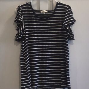 Grace & Lace Navy and White striped shirt